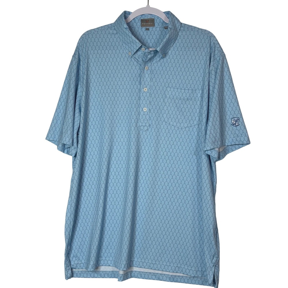 Fennec Highly Evolved Mens‎ Golf Polo Shirt L Blue Bunker Hill Country Club Logo